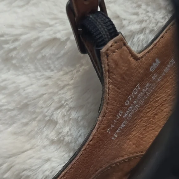 Clarks NavyLeather Heeled Peep-Toe Shoes with Adjustable Strap - Picture 9 of 12